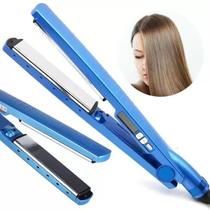 Chapinha Titânio Bivolt Azul Prancha Alisadora Modeladora Anti frizz 3 em 1 - 4 Forte Profissional