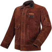 Chaqueta de Soldadura de Cuero ARCCAPTAIN Resistente al Fuego de Cuero de Vaca Chaqueta de Soldadura de Cuero ARCCAPTAIN Resistente al Fuego de Cuero de Vaca