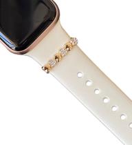 Charm Anel Strass Aço Compatível com Pulseiras Apple Watch