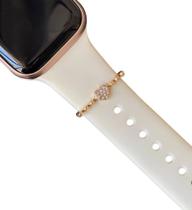 Charm Anel Strass Aço Compatível com Pulseiras Apple Watch