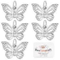 Charm Beebeecraft Butterfly em latão banhado a platina x10 Charm Beebeecraft Butterfly em latão banhado a platina x10
