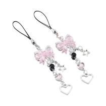 Charm De Telefone Kawaii Goth Y2K, Pingente De Laço, Coração E Estrela, Acessório Fofo Para Bolsa Charm De Telefone Kawaii Goth Y2K, Pingente De Laço, Coração E Estrela, Acessório Fofo Para Bolsa