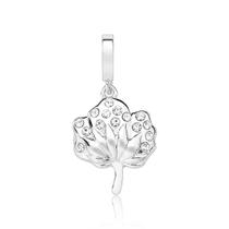 Charm Flor do Algodão Com Cristais Revestido em Prata Charm Flor do Algodão Com Cristais Revestido em Prata