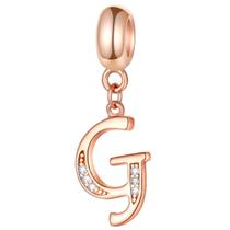 Charm Letter G Initial A-Z Alfabeto rosa dourado 925 prateado CZ