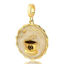 Charm Medalha I Love Coffee Revestido em Ouro. Charm Medalha I Love Coffee Revestido em Ouro.
