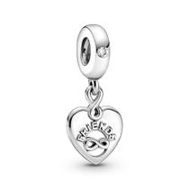 Charm PANDORA Friends Forever Heart Dangle em prata esterlina 925 Charm PANDORA Friends Forever Heart Dangle em prata esterlina 925