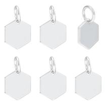 Charm PH PandaHall, prata esterlina 925, hexágono, 7 x 6 mm, 6 unidades