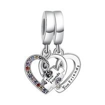 Charme de Coração Triplo em Prata 925 - Pingente para Pulseiras DIY