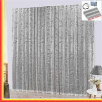 Charme em Renda com Voal 2,00 x 1,70 Para Trilho Comum - Tabaco - 100% Poliéster