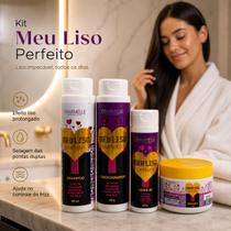 Charmelle Kit Capilar Meu Liso Perfeito Shampoo Condicionador Leave-in Máscara