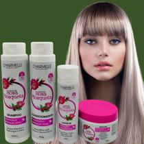 Charmelle Kit Capilar Rosa Mosqueta Shampoo Condicionador Leave-in Máscara