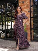 Charmoso vestido longo em chiffon fenda frontal evangelica cor:vermelhotamanho:m