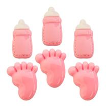 Charms Apliques para Decoração Baby Menina (6 Un) Charms Apliques para Decoração Baby Menina (6 Un)