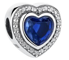 Charms pingentes 925 prata esterlina cintilante amor charme & cristal azul pulseira talão diy jóias encantos femininos