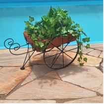 Charrete Cachepô em Ferro e Madeira Decoração Rústica 49x31cm Charrete Cachepô em Ferro e Madeira Decoração Rústica 49x31cm
