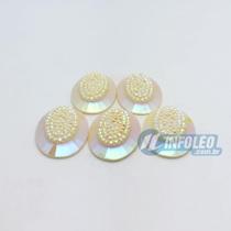 Chaton Acrilico Cascudo Oval C/ Borda 13x18mm Amarelo Furta-Cor AC-0115 - 10 unidades