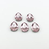 Chaton Acrilico Gota Rosa Claro Engrampado Prata 13x18mm - 5 unidades Chaton Acrilico Gota Rosa Claro Engrampado Prata 13x18mm - 5 unidades