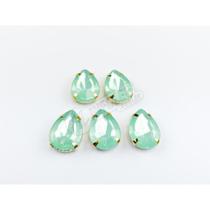 Chaton Acrilico Gota Verde Água Engrampado Dourado 13x18mm - 5 unidades Chaton Acrilico Gota Verde Água Engrampado Dourado 13x18mm - 5 unidades