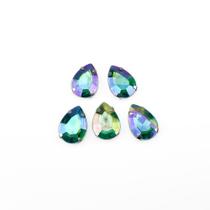 Chaton Acrilico Gota Verde Furta-Cor Engrampado Prata 13x18mm - 5 unidades