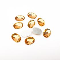 Chaton Acrílico Oval 10x14mm Amarelo - 10 unidades