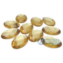 Chaton Acrilico Oval 13x18mm Amarelo Ouro - 10 unidades