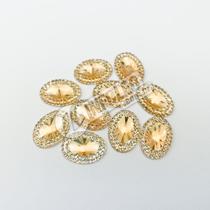 Chaton Acrilico Oval C/ Borda 13x18mm Amarelo - 10 unidades