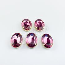 Chaton Acrilico Oval Rosa Chiclete Engrampado Dourado 13x18mm - 5 unidades Chaton Acrilico Oval Rosa Chiclete Engrampado Dourado 13x18mm - 5 unidades