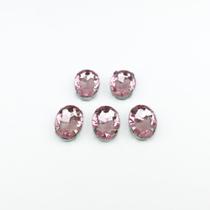 Chaton Acrilico Oval Rosa Claro Engrampado Prata 13x18mm - 5 unidades Chaton Acrilico Oval Rosa Claro Engrampado Prata 13x18mm - 5 unidades