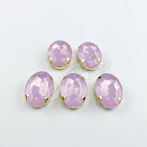 Chaton Acrilico Oval Rosa Leitoso Engrampado Dourado 13x18mm - 5 unidades Chaton Acrilico Oval Rosa Leitoso Engrampado Dourado 13x18mm - 5 unidades