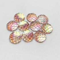 Chaton Acrilico Redondo Sereia Rosa Furta-Cor 12mm - 10 unidades