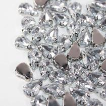Chaton Engrampado Gota 8x13mm Cristal - 50 peças17g Chaton Engrampado Gota 8x13mm Cristal - 50 peças17g