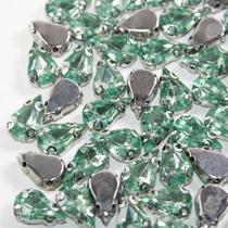 Chaton Engrampado Gota 8x13mm Verde Claro 50 peças17g Chaton Engrampado Gota 8x13mm Verde Claro 50 peças17g