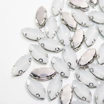 Chaton Engrampado Navete 7x15mm- Opallina 50 peças17g Chaton Engrampado Navete 7x15mm- Opallina 50 peças17g