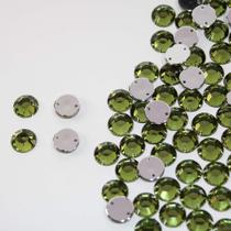 Chaton primeira linha redondo 10mm - verde oliva/olivine - 100pç