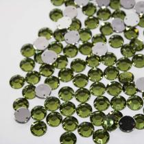 Chaton primeira linha redondo 10mm - verde oliva/olivine - 100pç