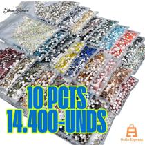 Chaton Strass Base Reta Kit 10pcts tamanhos e cores misto com 14.400 Unidades Chaton Strass Base Reta Kit 10pcts tamanhos e cores misto com 14.400 Unidades