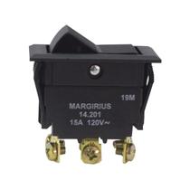 Chave 14201 Interruptor Tecla Bipolar Liga/Liga 15A 2 Posições Fixa Margirius