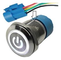 Chave Botão Inox Liga Desliga 3A/250v 19mm C/ Chicote