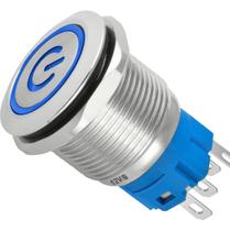 Chave Botão Inox Liga Desliga On Off 3A/250v 19mm