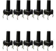 Chave botão Táctil Kfc-A06 6x6x13mm 4 Terminais Kit 10 Peças
