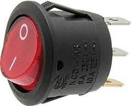Chave Botoeira On/Off C/Neon 3 polos 6a 250v Vermelha
