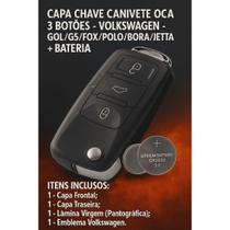 Chave Carcaça canivete Gol G5 Fox Polo Space 3 Botões 2009 até 2014 + Bateria