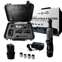 Chave Catraca 2 Baterias 3/8P 45NM 4.5Kgf Com 4 Soquetes Chave Catraca 2 Baterias 3/8P 45NM 4.5Kgf Com 4 Soquetes