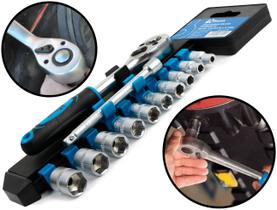 Chave Catraca Com Jogo De Soquetes Aço Cromo Vanádio 1/4 Polegadas 4 A 13mm Bramix