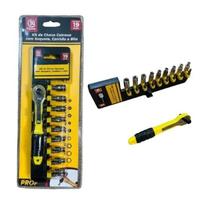 Chave Catraca com Soquete, Canhão e Bits 19 peças SQ 4399