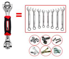 Chave Com 8 Bocas 48 Em 1 Universal - Substitui Kit Completo de Ferramenta Estrela Soquete P/ Parafusos e Porca Sextava