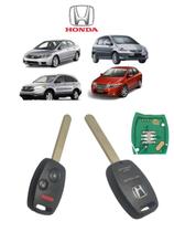 Chave Completa Ignição Contato Honda Civic Fit City Crv 3 Botões Com Panico Frequencia 313.8 Mhz Id46 FCC ID:BHLIK-1T - Capa Carcaça da Chave Contato Canivete