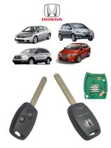 Chave Completa Ignição Contato Honda Civic Fit City Crv 3 Botões Sem Panico Frequencia 313.8 Mhz Id46 FCC ID:HLIK-1T - Capa Carcaça da Chave Contato Canivete