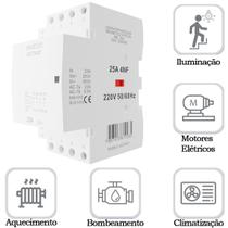 Chave Contator Modular 25a 4nf 4 Polos Magnetico 50/60hz 220v LECT4007 Exatron