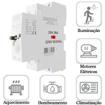 Chave Contator Modular Magnético Bipolar 25a 2na 2 Polos 220v 50/60hz Com Chave LECT4100